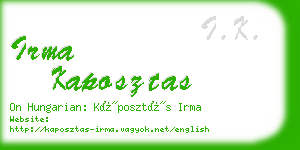 irma kaposztas business card